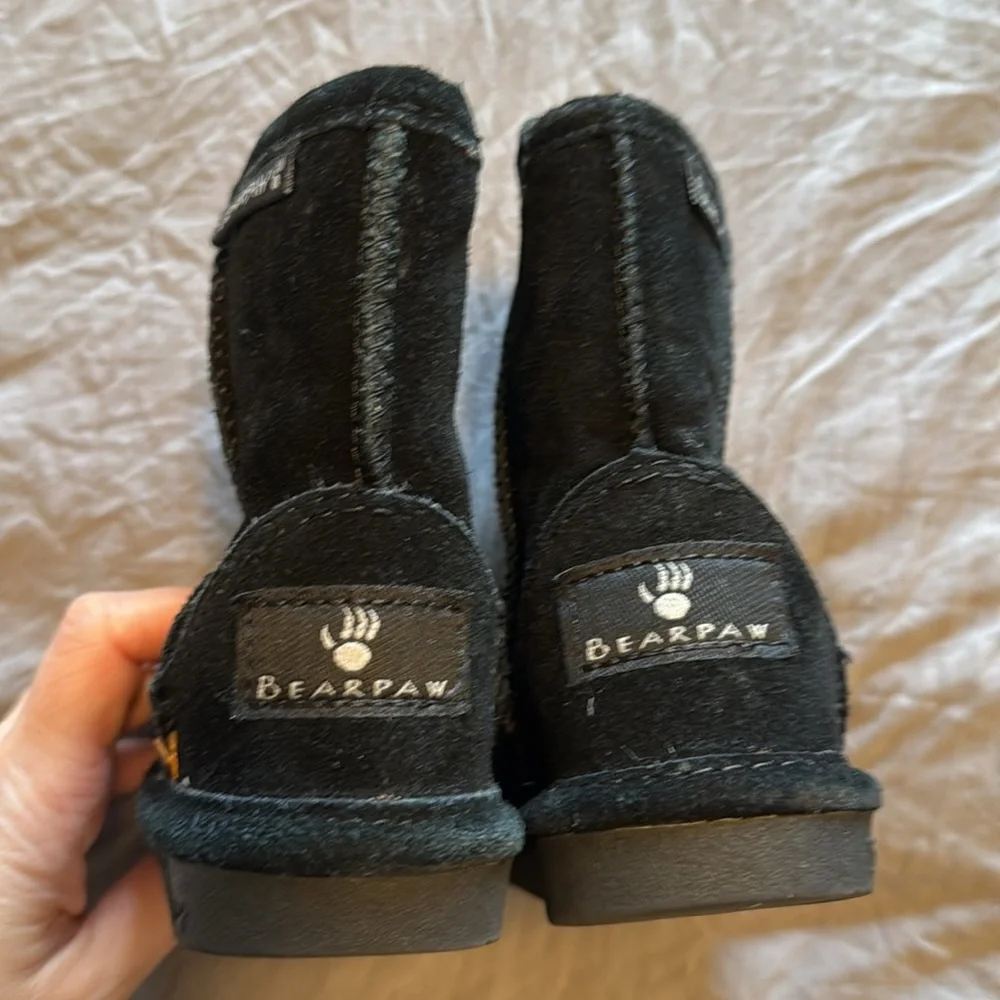 Bearpaw Toddler Sherpa Lined Boots Unisex 5 Boys Girls Black